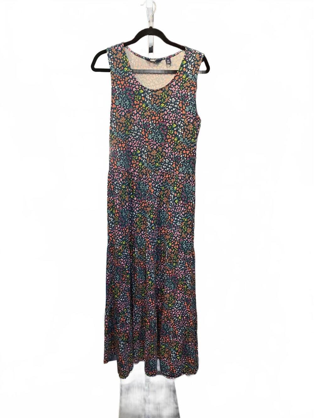 Lands End floral sleeveless maxi dress size M 10 12